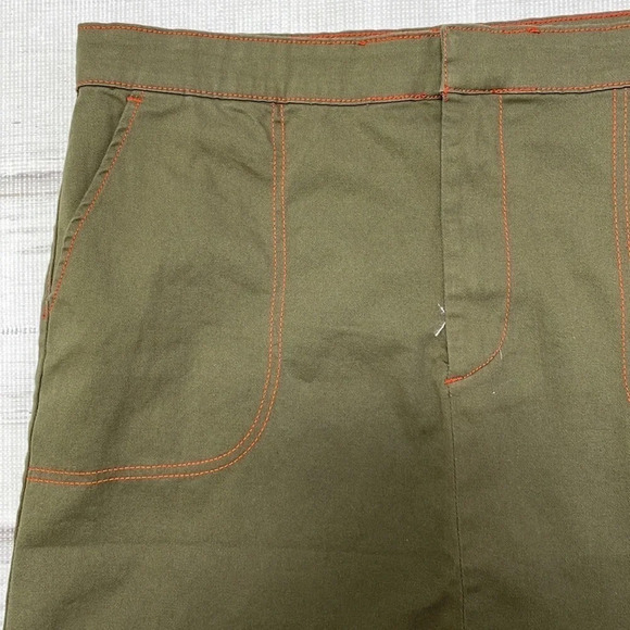 MODCLOTH Skirt Skirt Olive Green Twill Pockets Size 14 - Picture 4 of 8